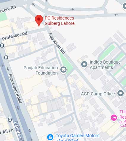 PC Residences Gulberg Lahore location map