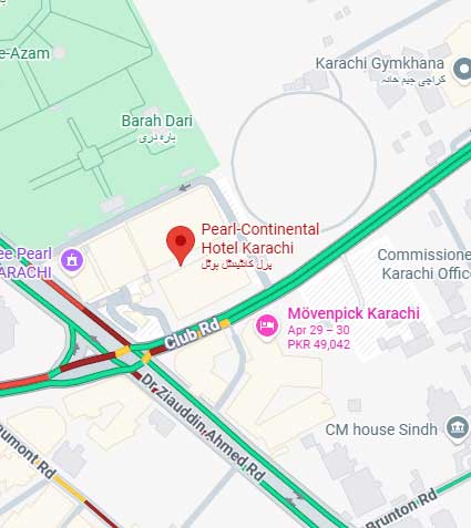 Pearl Continental Hotel Karachi location map
