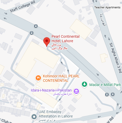 Pearl Continental Hotel Lahore location map